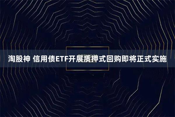 淘股神 信用债ETF开展质押式回购即将正式实施